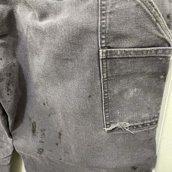 Carhartt B11 PTB Canvas Carpenter Pants Mens 36x30 Gray Distressed Stained Worn - Picture 5 of 9